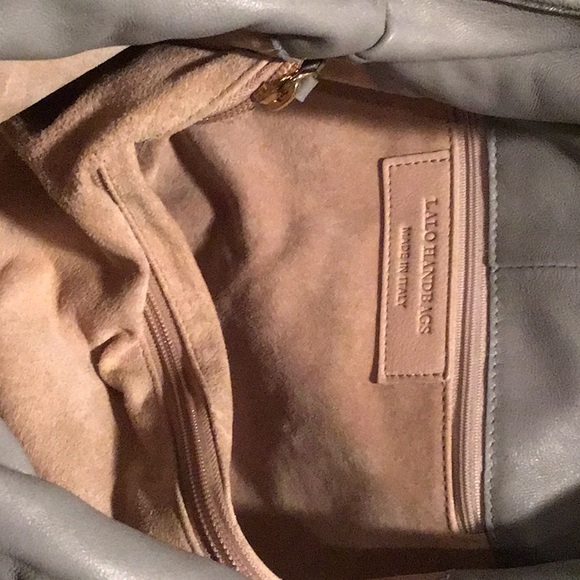 Gray Soft Woven Leather Handbag - Picture 2 of 5